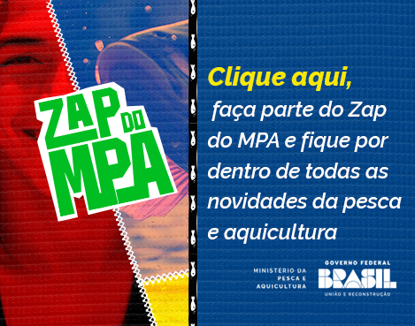 Banner Zap do MPA lançando novo canal de comunicação no whatsApp para dialogar com pescadores e aquicultores