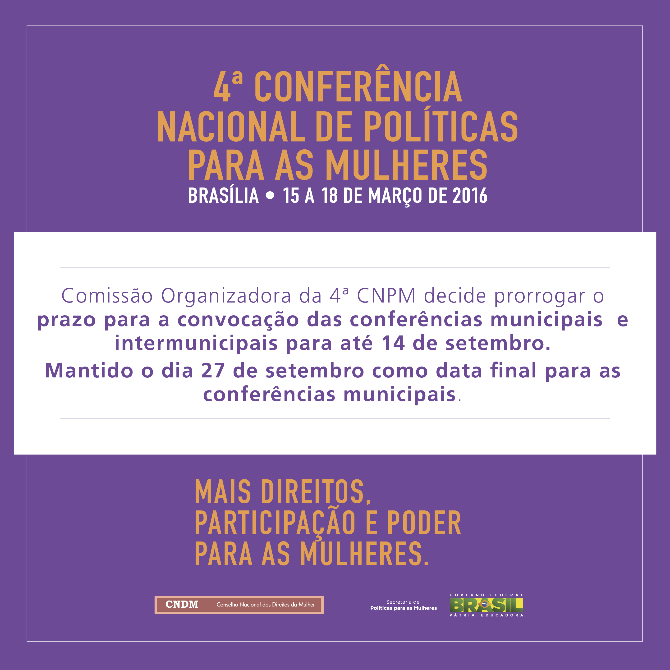 4ª Conferência Nacional De Políticas Para As Mulheres — Ministério Das