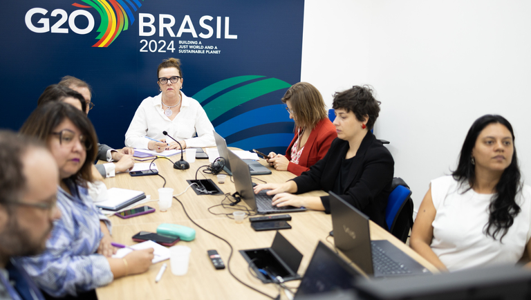 Comitiva brasileira reunida para participar do evento