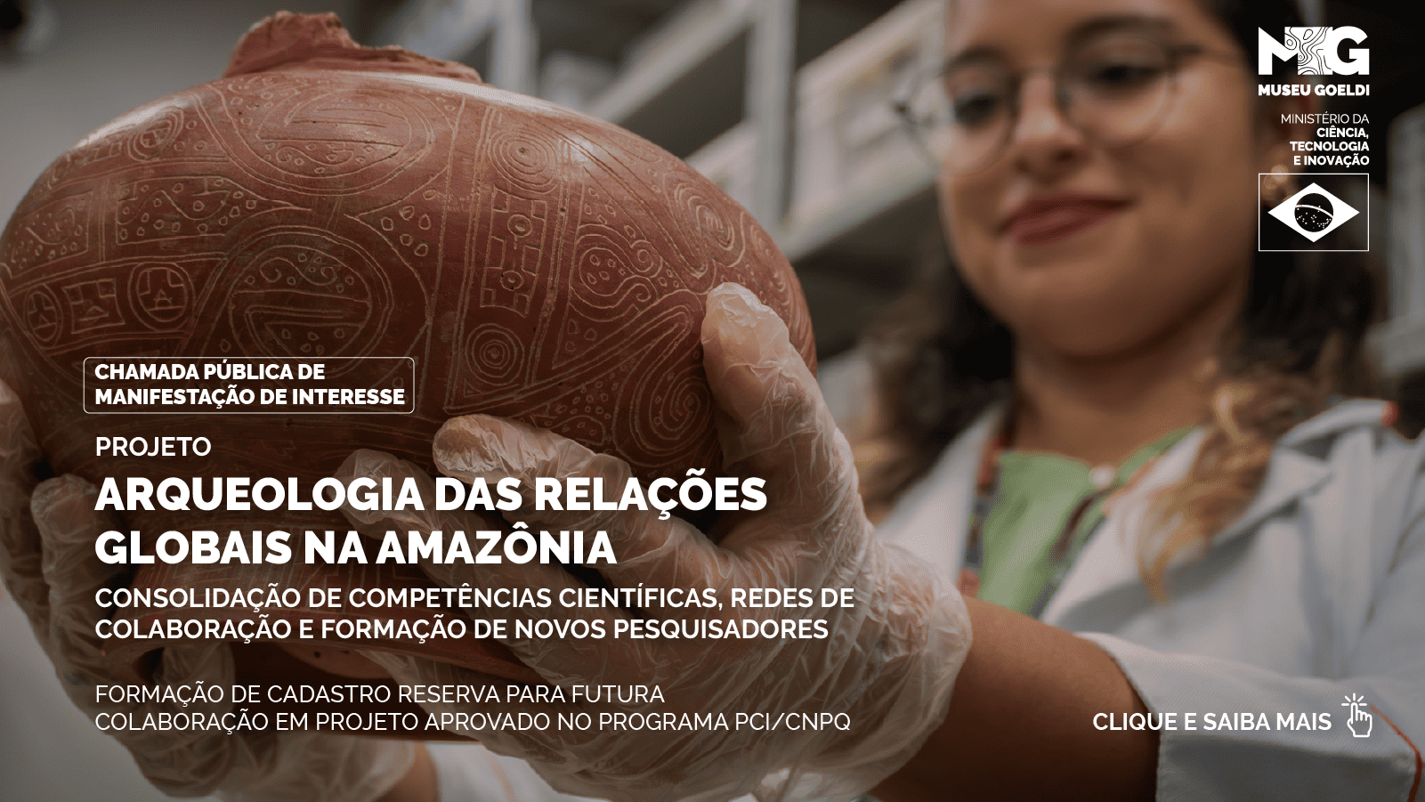 Banner de chamada pública para manifestação de interesse em colaboração em projeto no PCI/CNPQ