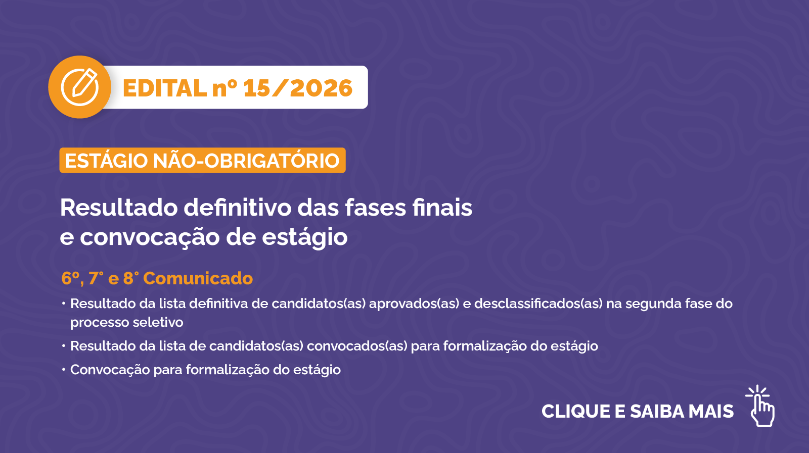banner roxo sobre edital