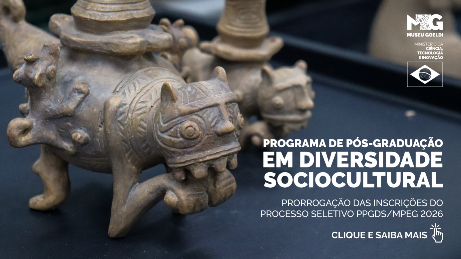 Banner indicando a prorrogação das inscrições para o processo seletivo PPGDS/MPEG 2026