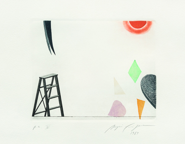 Sem título. Água-forte e água-tinta e interferência de papel de arroz sobre papel, 1985, 19 x 24,5 cm