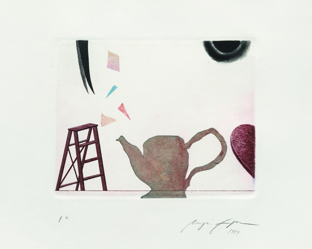 Sem título. Água-forte e água-tinta e interferência de papel de arroz sobre papel, 1985, 19 x 24,5 cm