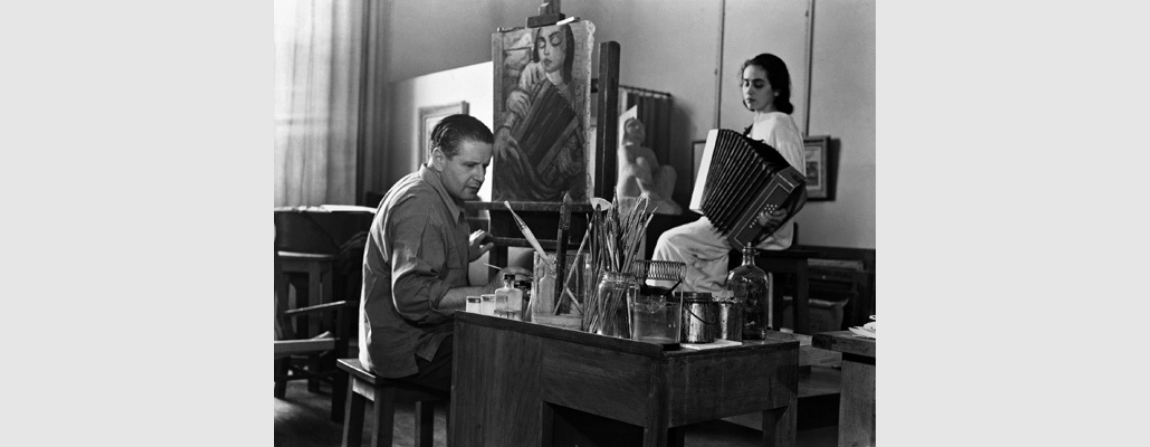 Segall e a modelo Lucy Citti Ferreira, 1940 São Paulo. Fotógrafo: Hildegard Rosenthal