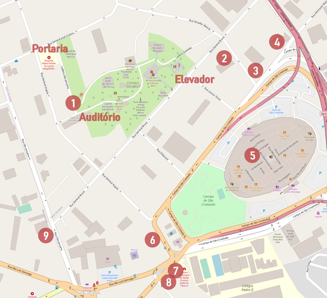 Mapa de restaurantes próximos ao ON