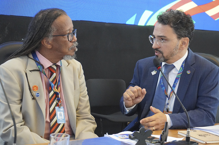 O presidente da Palmares, João Jorge Rodrigues, com Bruno Henriques, do MinC