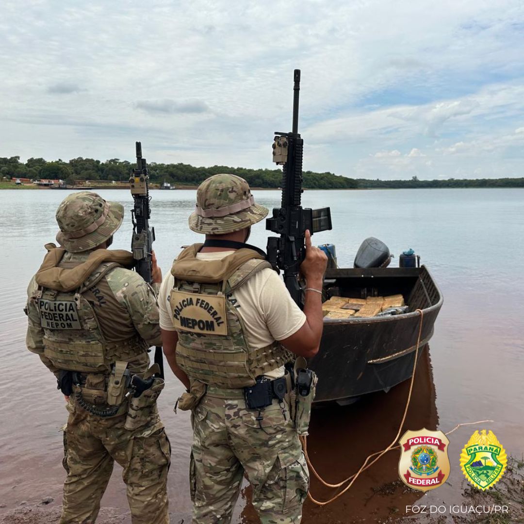 PF e PM apreendem meia tonelada de maconha no Lago de Itaipu