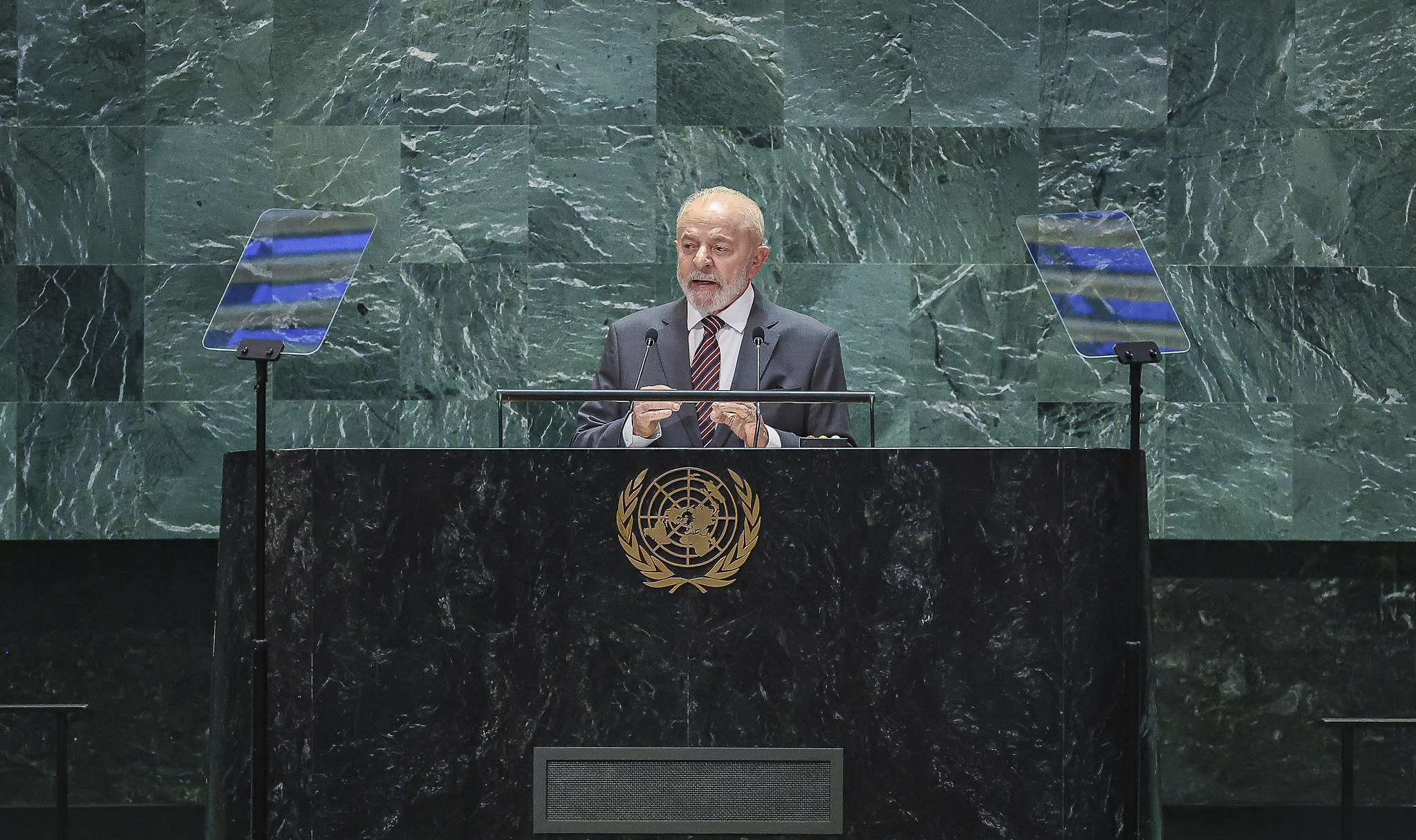 El Presidente de la República, Luiz Inácio Lula da Silva, durante la Sesión Inaugural de la Cumbre del Futuro, en el Salón de la Asamblea General de la Sede de las Naciones Unidas. Nueva York - Estados Unidos.