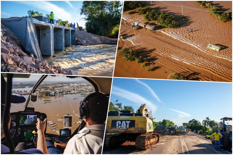 Maquinaria pesada rellena con piedras los "huecos" de las carreteras para permitir el paso de la ayuda humanitaria