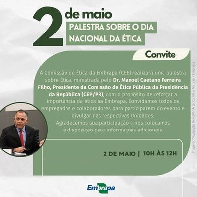 Convite para palestra sobre o Dia Nacional da Ética