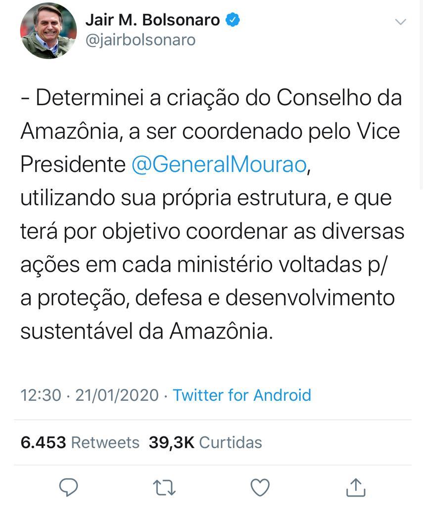 Twitter conselho da amazonia