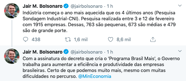 TWEET BOLSONARO INDÚSTRIA