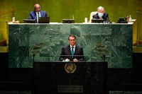 Presidente Jair Bolsonaro discursa na Assembleia Geral da ONU e diz que Brasil vive novos tempos