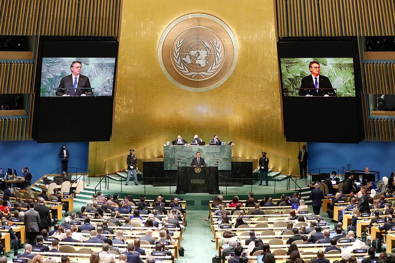 Presidente Jair Bolsonaro discursa na abertura do debate geral da Assembleia Geral das Nações Unidas