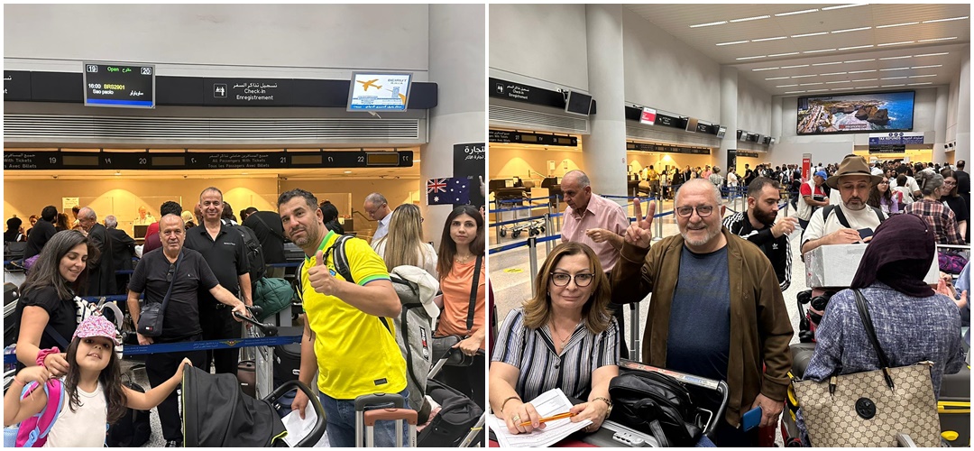 Brasileiros já se organizam para o embarque no Aeroporto de Beirute, no Líbano. Fotos: Embaixada do Brasil no Líbano / Divulgação