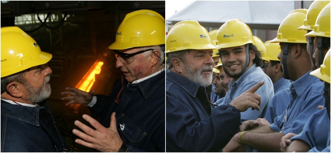 Em 2006, no primeiro mandato, o presidente Lula esteve nesta mesma unidade da Gerdau. Fotos: Ricardo Stuckert / PR