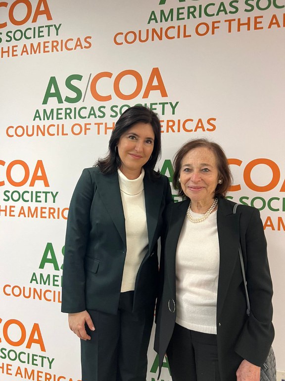 Tebet com a presidente e CEO do Instituto Council of the Americas, Susan Segal