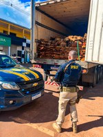 PRF-AM apreende veículo realizando transporte ilegal de madeira