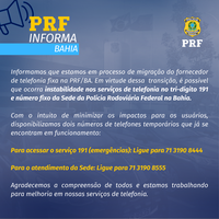 PRF na Bahia realiza migração de serviços de telefonia e toma medidas para garantir a continuidade dos serviços