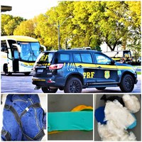 Cão farejador da PRF encontra maconha e cocaína escondidos em bagagem de mulher que viajava num ônibus  interestadual