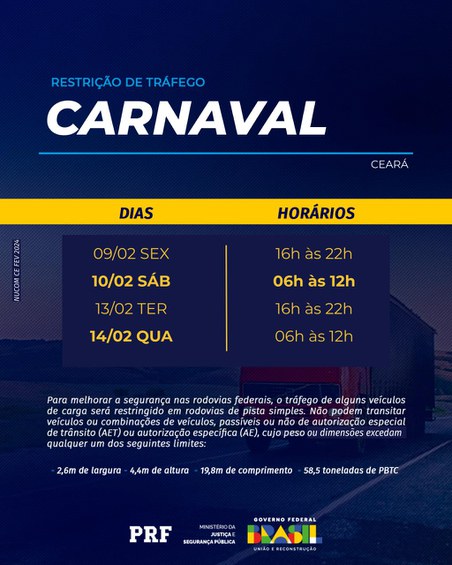 Restrição de Tráfego Carnaval 2024