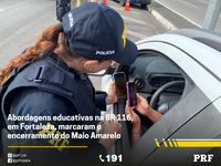 Abordagens educativas na BR 116, em Fortaleza, marcaram o encerramento do Maio Amarelo