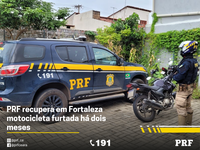 PRF recupera em Fortaleza (CE) motocicleta com registro de furto