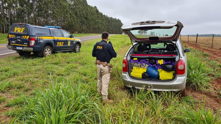 PRF apreende 243 Kg de maconha e skunk em Naviraí (MS)