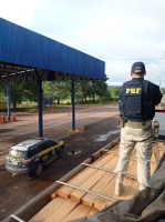 Em Barra do Garças/MT, PRF identifica transporte irregular de madeira