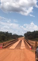 Depredação da ponte na BR 158 no município de Bom Jesus do Araguaia/MT