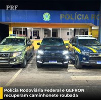 Polícia Rodoviária Federal e GEFRON recuperam caminhonete roubada