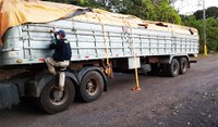 PRF apreende três carretas transportando madeira de forma irregular em Barra do Garças-MT