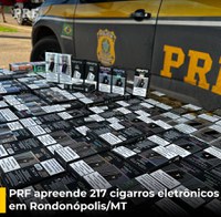 PRF apreende 217 cigarros eletrônicos em Rondonópolis - MT