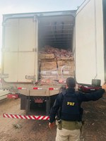 PRF recupera carga de carne bovina e caminhão roubados, e prende motorista