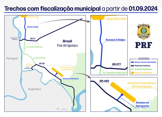 Trechos com fiscalização municipal a partir de 01/09/2024