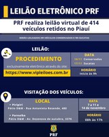 PRF realiza leilão virtual de veículos retidos no Piauí; visitação segue até segunda-feira