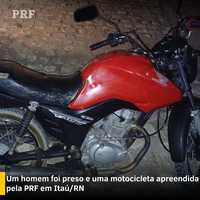 Um homem foi preso e uma motocicleta apreendida pela PRF em Itaú/RN