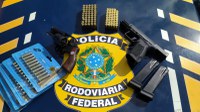 PRF apreende adolescente transportando pistola, revólver e munições em Camaquã/RS