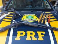 Em Vilhena/RO, PRF apreende espingarda e pistola transportadas ilegalmente
