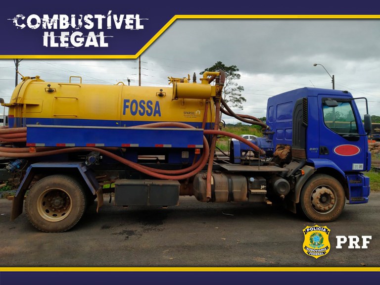 Em Porto Velho/RO, PRF e ANP identificam transporte de gasolina em caminhão "limpa fossa"