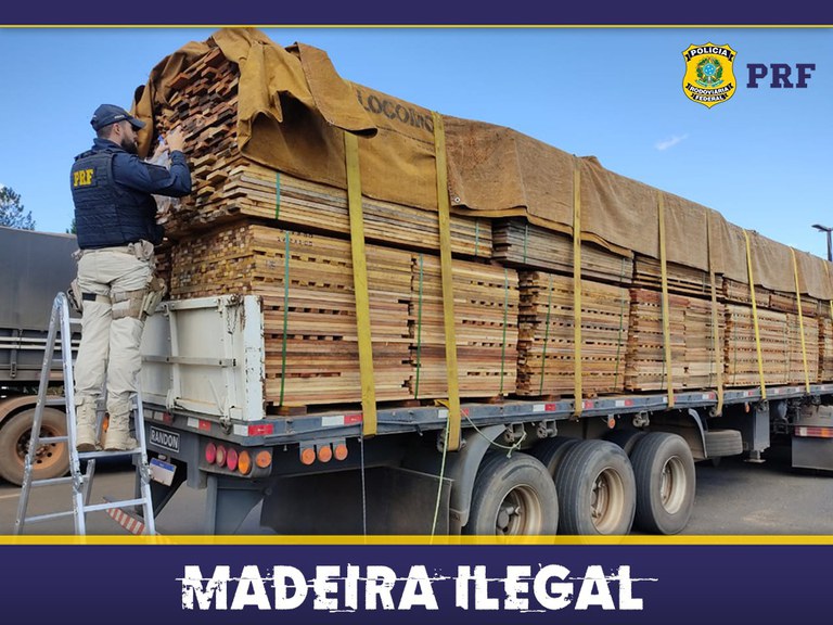 Em Vilhena/RO, no intervalo de 12 horas de serviço, PRF identifica 4 ocorrências de transporte irregular de madeira