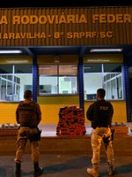 Ação conjunta entre PRF e PM apreende 93 kg de maconha na BR 282 em Maravilha