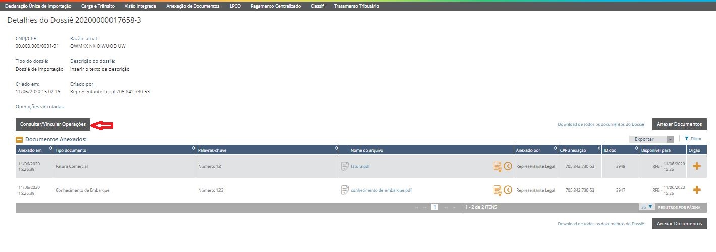 tela 17 Vinculação dos documentos depois da anexação dos documentos