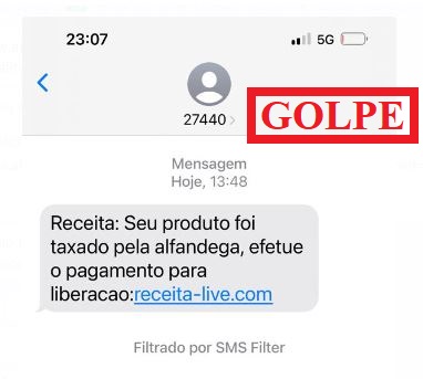 Mensagem de golpe.