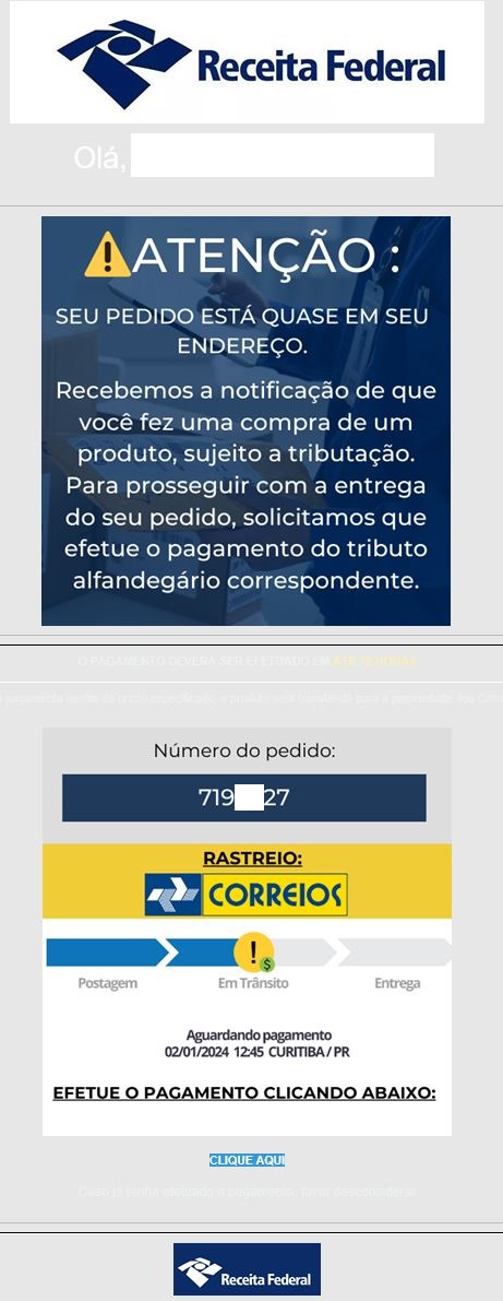 Recebi um e-mail suspeito \u2014 Receita Federal