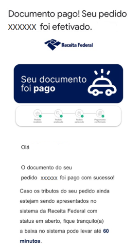 e-mail confirma pagamento