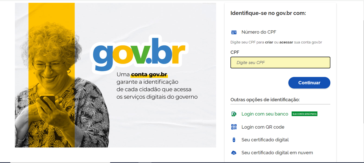 Tela de login do gov.br.