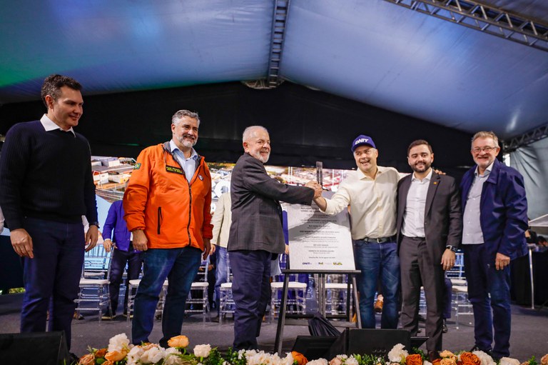 Presidente Lula e ministro Pimenta em inauguração de Viaduto em São Leopoldo