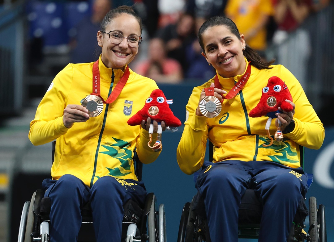 Joyce e Cátia: bronze na dupla feminina do tênis de mesa. Foto: Alexandre Schneider